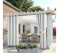 MIULEE Tende da Sole Esterne con Anelli, 2 Pezzi Impermeabili per Balcone, Gazebo, Veranda, Termiche, Bianco Grigiastro 132x245cm