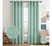 MIULEE Tende Lino con Anelli Effetto Lino Soggiorno Moderna Tenda Voile Semitrasparenti Naturale 2 Pezzi, 140 x 175 cm Verde Menta