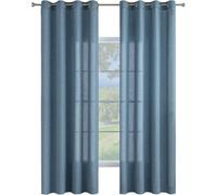MIULEE Tende Lino con Anelli Effetto Lino Soggiorno Moderna Tenda Voile Semitrasparenti Naturale 2 Pezzi, 140 x 280 cm Blu