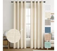 MIULEE Tende Lino con Anelli Effetto Lino Soggiorno Moderna Tenda Voile Semitrasparenti Naturale 2 Pezzi, 140 x 280 cm Natura