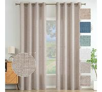 MIULEE Tende Lino con Anelli Effetto Lino Soggiorno Moderna Tenda Voile Semitrasparenti Naturale 2 Pezzi, 140 x 145 cm Cachi