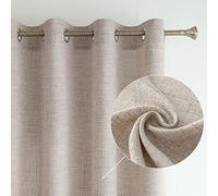 MIULEE Tende Lino con Anelli Effetto Lino Soggiorno Moderna Tenda Voile Semitrasparenti Naturale 2 Pezzi, 140 x 225 cm Cachi