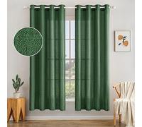 MIULEE Tende Lino Trasparenti Voile Bianche Soggiorno con Anelli per Salotto Camera da Letto Moderne Eleganti Finestre di Casa 140X175 CM Verde Scuro
