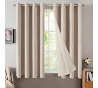 MIULEE Tende oscuranti con occhielli, effetto lino, set da 2 pezzi, 175 x 140 cm, beige, opache, con occhielli, protezione dal freddo, per soggiorno, camera da letto, isolamento termico