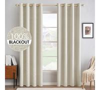 MIULEE Tende oscuranti con occhielli, effetto lino, set da 2 pezzi, 225 x 140 cm, color crema, opache, con occhielli, protezione dal freddo, per soggiorno, camera da letto, isolamento termico