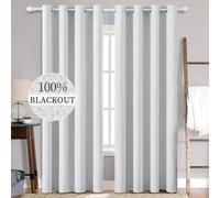 MIULEE Tende oscuranti con occhielli, effetto lino, set da 2 pezzi, 245 x 140 cm, grigio e bianco, opache, con occhielli, protezione dal freddo, per soggiorno, camera da letto, isolamento termico