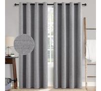 MIULEE Tende oscuranti con occhielli, effetto lino, set da 2 pezzi, 260 x 140 cm, grigio chiaro, opache, con occhielli, protezione dal freddo, per soggiorno, camera da letto, isolamento termico