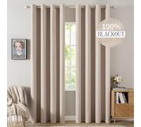 MIULEE Tende oscuranti con occhielli, effetto lino, set da 2 pezzi, 280 x 140 cm, beige, opache, con occhielli, protezione dal freddo, per soggiorno, camera da letto, isolamento termico