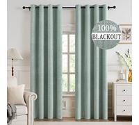 MIULEE Tende oscuranti con occhielli, effetto lino, set da 2 pezzi, 280 x 140 cm, colore verde, opache, con occhielli, protezione dal freddo, per soggiorno, camera da letto, isolamento termico