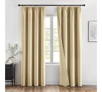 MIULEE Tende Oscuranti per Interni con Fettuccia L 140 x A 245 cm, Tenda Beige Chiaro Soggiorno Moderne 2 pezzi, Tenda per Finestra Termica Isolante,Tende Oscurante Finestra Camera da Letto Salotto