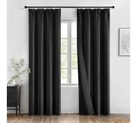 MIULEE Tende Oscuranti per Interni con Fettuccia L 140 x A 245 cm, Tenda Nero Soggiorno Moderne 2 pezzi, Tenda per Finestra Termica Isolante,Tende Oscurante Finestra Camera da Letto Salotto
