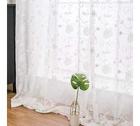 MIULEE Voile Tenda Finestra con Occhielli Tenda a Pannello Tende a Vela Trasparente per Soggiorno e Camera da Letto 2 Pezzo Set 140X175 cm Flower