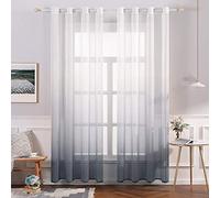 MIULEE Voile Tende Trasparenti con Occhielli Sfumato Verticale Tenda per Finestra per Soggiorno e Camera da Letto 2 Pannelli 140 x 260 CM Grigio
