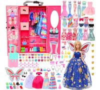 Miunana 1 Armadio + 12 Abiti+ 88 Accessori Per 11.5'' 28 - 30CM Bambole