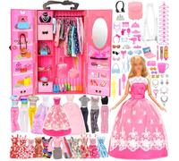 Miunana 110 Accessories: Armadio + 14 Abiti Vestiti + 10 PCS Scarpe + 86 Accessori Per 11.5 Pollici 30 cm Bambola (NON INCLUDE BAMBOLA)