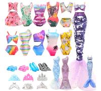 Miunana 18 Pezzi Per 11.5 Pollici 30 cm Bambola: 2 Vestiti Abiti Sirena 6 Costumi Da Bagno 4 PCS Scarpe 6 Corone