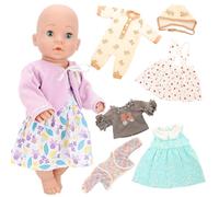 Miunana 4 Abiti Vestiti Tuta per JC Toys, Manhattan Toy e Plus Baby Born, Baby Annabell New Born 14 - 18 Pollici (35 cm - 45 cm) Bambolotti Bambola Bebè Baby Dolls (Non Include Bambola)