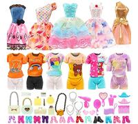Miunana 50 Pezzi Per 11.5 Pollici 30 CM Bambola: 8 Vestiti Alla Moda + 5 Abiti + 5 Pantaloni + 10 PCS Scarpe + 22 Accessori