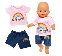 Miunana Abito + Pantaloni Arcobaleno per New Born 36 C -42 CM Baby Dolls