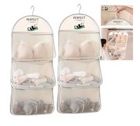 MIUPOO Organizer per guardaroba da appendere, Oxford Cloth Space Saver Bag for Bra Underwear Underwear Socks Organizer da appendere, 2 pezzi beige.
