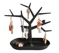 MIUPOO Supporto portachiavi da tavolo con albero, espositore per gioielli, collane, anelli, orecchini, vassoio organizer per gioielli, decorazione per la casa per l'ingresso di casa, nero, 1 pezzo.