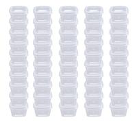 MIUPOO Tazza di salsa quadrata, tazza di salsa di plastica, piccola scatola di salsa trasparente, con coperchio a cerniera, può essere utilizzato per tutti i tipi di salse,quadrato 50 set, 1 oncia.