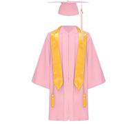 Miutii Bambini Laurea Talar Ragazzi Ragazze Veste Accademica con Nappe Cappello Dottorato Laurea Abiti Capo, Colore: rosa., 110 cm-116 cm
