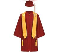 Miutii Bambini Laurea Talar Ragazzi Ragazze Veste Accademica con Nappe Cappello Dottorato Laurea Abiti Capo, Colore: rosso, 122 cm-128 cm