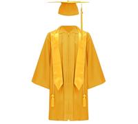 Miutii Bambini Laurea Talar Ragazzi Ragazze Veste Accademica con Nappe Cappello Dottorato Laurea Abiti Capo, giallo., 158 cm-164 cm
