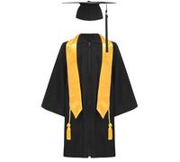 Miutii Bambini Laurea Talar Ragazzi Ragazze Veste Accademica con Nappe Cappello Dottorato Laurea Abiti Capo, Nero , 146 cm-152 cm