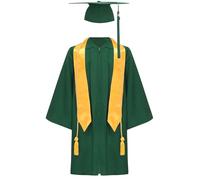Miutii Bambini Laurea Talar Ragazzi Ragazze Veste Accademica con Nappe Cappello Dottorato Laurea Abiti Capo, verde scuro, 152 cm-158 cm