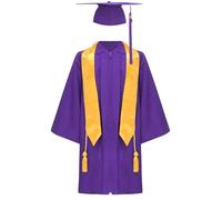 Miutii Bambini Laurea Talar Ragazzi Ragazze Veste Accademica con Nappe Cappello Dottorato Laurea Abiti Capo, Lilla, 98 cm-104 cm