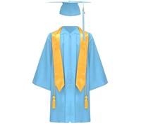 Miutii Bambini Laurea Talar Ragazzi Ragazze Veste Accademica con Nappe Cappello Dottorato Laurea Abiti Capo, Azzurro, 92 cm-98 cm