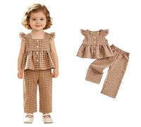 Miutii Bimba La Spiaggia In Estate Costume Due Pezzi Piccolo Outfit Boho Abiti Boho Bambine Top Senza Maniche Set Outfit Pezzi Casual Cachi 18-24 mesi