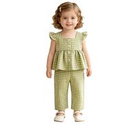 Miutii Bimba La Spiaggia In Estate Costume Due Pezzi Piccolo Outfit Boho Abiti Boho Bambine Top Senza Maniche Set Outfit Pezzi Casual Verde 18-24 mesi