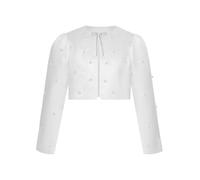 Miutii Bolero per bambine e ragazze, in raso, a maniche lunghe, per comunione, per battesimo, B avorio, 122/128 cm