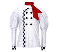 Miutii Camicia chef da ragazza con glitter a maniche lunghe con fazzoletto da collo, Nero , 134-140 cm