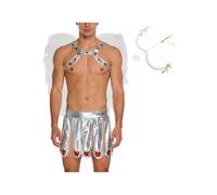 Miutii Costume Angelo Uomo Costume Dio Dellamore Greco Rock Metallico Con Ali Dangelo Corazza Fascia Frontale Arco E Freccia Halloween Carnevale Argento L