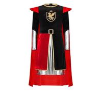 Miutii Costume da cavaliere medievale da ragazzo, mantello da cavaliere, gladiatore romano, costume da principe per Halloween, Carnevale, rosso, 110-116