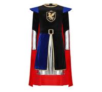 Miutii Costume da cavaliere medievale da ragazzo, mantello da cavaliere, gladiatore romano, costume da principe per Halloween, carnevale, blu reale 134-140
