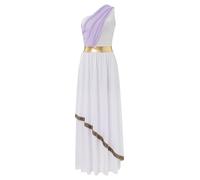 Miutii Costume da dea greca da donna Abito greco bianco con una spalla antica Toga vecchio vestito romano