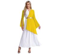 Miutii Costume da dea greca da donna abito greco bianco Toga vecchio vestito antico romano abiti Halloween Carnevale Vestito da festa giallo M