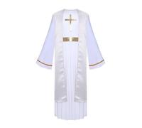 Miutii Costume da Gesù per bambini, Dio greco Toga, costume da presepe per Halloween, Natale, carnevale, feste, colore bianco 146-152