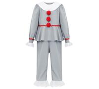 Miutii Costume Pagliaccio Bimbi E Bambine Divisa Maniche Lunghe Salopette Con Rulli Costume Arlecchino Halloween Carnevale E Fasching Grigio 0-3 mesi