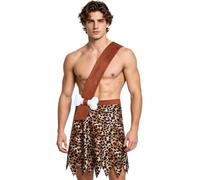 Miutii Costume Uomo Cacciatore Caverne Costume Indiano Rock Con Peluche Leopard Delluomo Paleolitico Minirock Rock Ballo