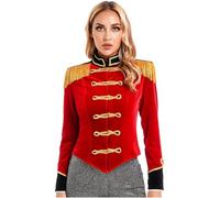 Miutii Dame Giacca Circo Uniforme del Direttore Circo Giacca Maniche Lunghe Blazer Matel Costume del Ringmaster Costume Carnevale Rosso M