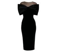 Miutii Donna Vestito da Sposa Abito Elegante Cerimonia Cocktail Donne Lungo | Ideale Per Feste Ed Eventi Eleganti,Lussuoso E Morbido Tessuto Velluto,Spacco Posteriore Più Libertà,Battesimo,Nozze