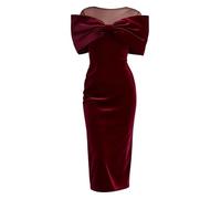 Miutii Donna Vestito da Sposa Abito Elegante Cerimonia Cocktail Donne Lungo | Ideale Per Feste Ed Eventi Eleganti,Lussuoso E Morbido Tessuto Velluto,Spacco Posteriore Più Libertà,Battesimo,Nozze