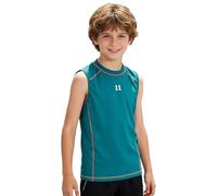Miutii Gilet Compressione Bambini Gilet Basket Asciugatura Rapida Magliette Calcio Top Compressione Fitness Ragazzi Adolescenti Tennis Blu Pavone 13-14 Anni