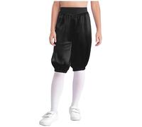 Miutii Pantaloni per ragazzi e ragazze, stile medievale, da pirata, vintage, rinascimentale, pantaloncini, pantaloni corti, per bambini, medievali, coloniali, Nero , 134-140 cm